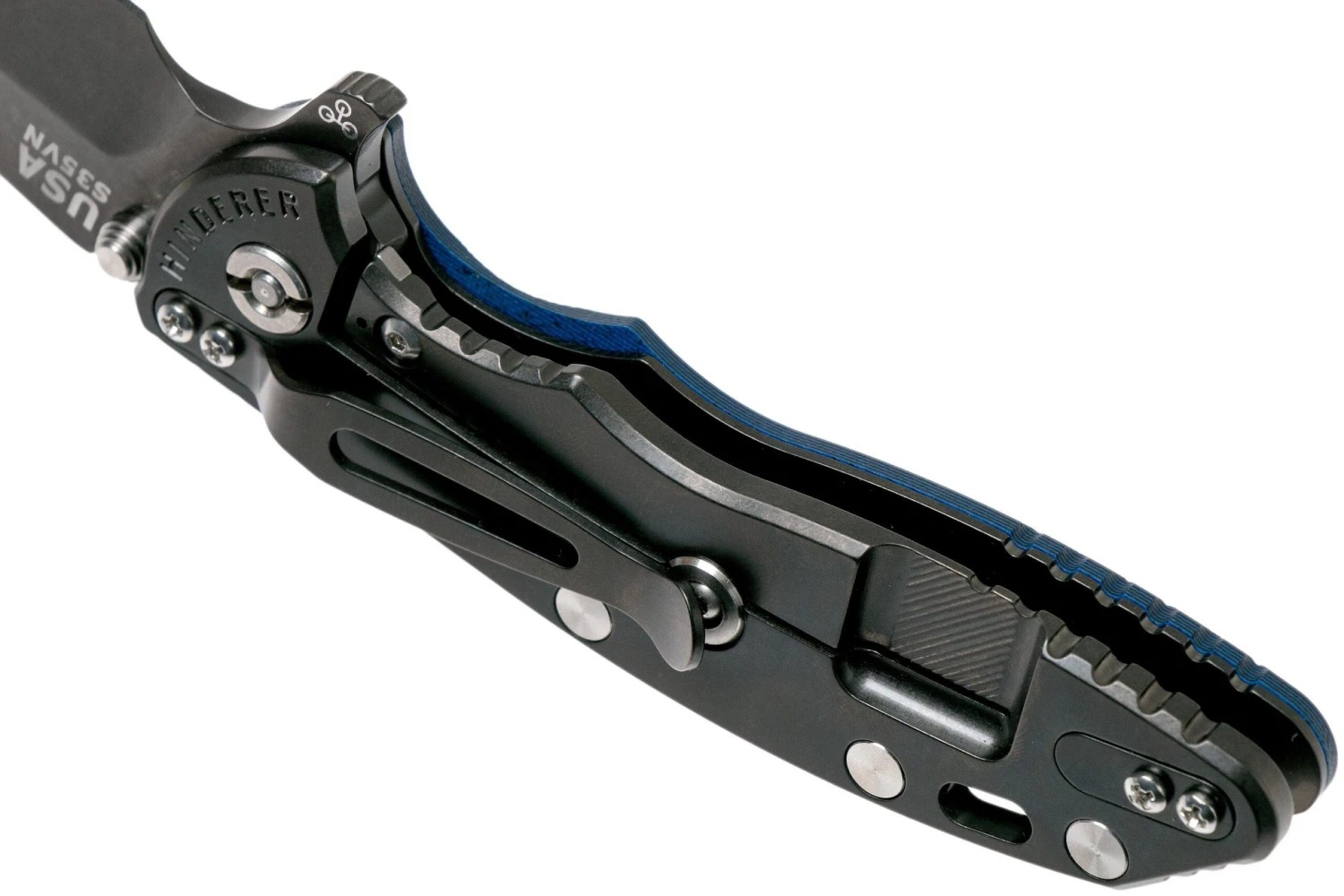 Rick Hinderer XM-18 3.5 Harpoon Spanto Blackwashed S35VN, Blue/Black G10 Navaja" 7 Rick Hinderer XM-18 3.5 Harpoon Spanto Blackwashed S35VN, Blue/Black G10 Navaja" - Imagen 5