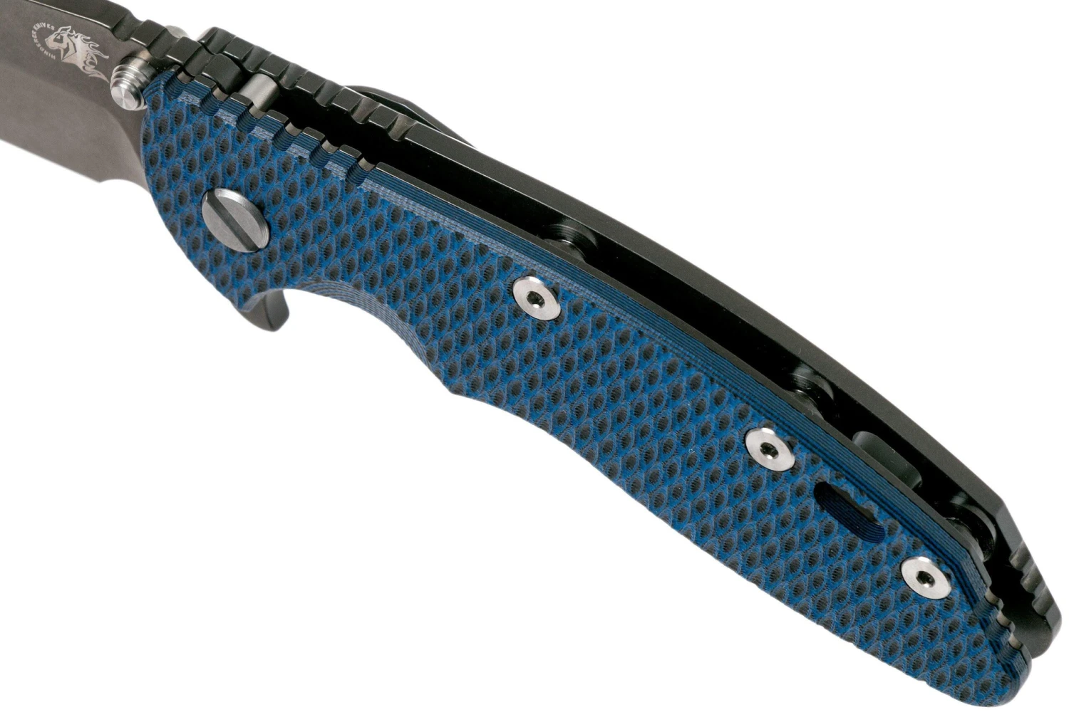 Rick Hinderer XM-18 3.5 Harpoon Spanto Blackwashed S35VN, Blue/Black G10 Navaja" 9 Rick Hinderer XM-18 3.5 Harpoon Spanto Blackwashed S35VN, Blue/Black G10 Navaja" - Imagen 7