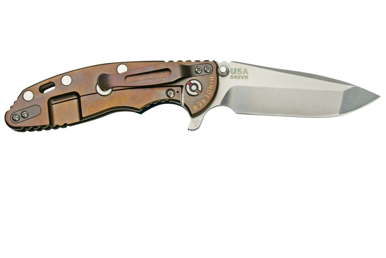 Rick Hinderer XM-18 3.5" Spanto S45VN Stonewash, Battle Bronze, Blue Black G10, CPM S45VN Navaja 4 Rick Hinderer XM-18 3.5" Spanto S45VN Stonewash, Battle Bronze, Blue Black G10, CPM S45VN Navaja - Imagen 2