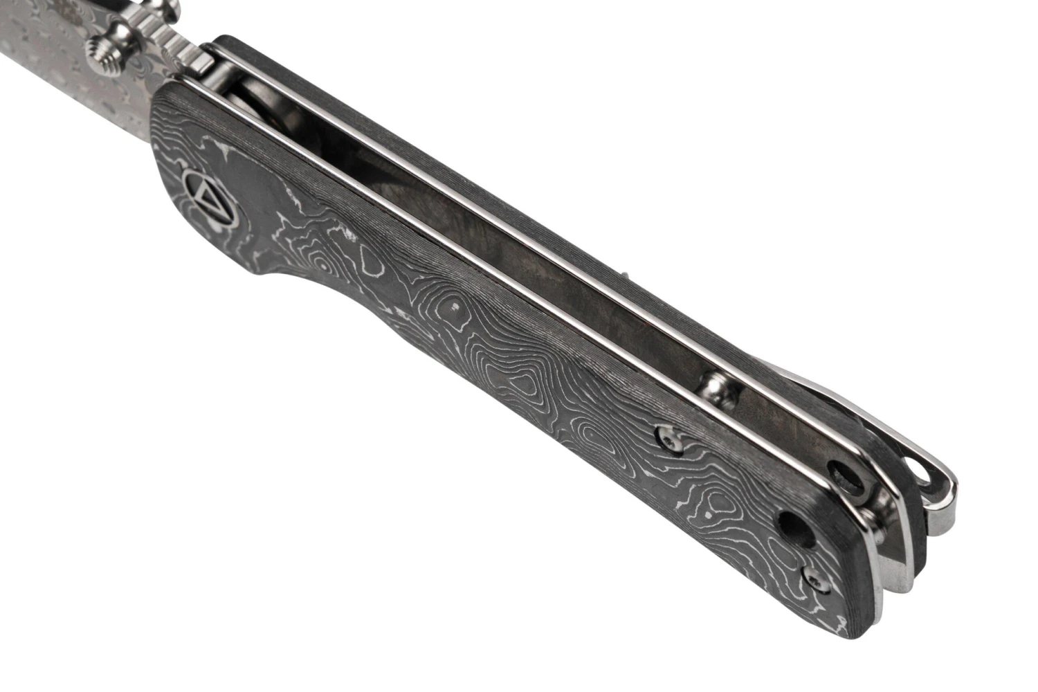 QSP Knife Hawk QS131-Q Damascus, Aluminum Foil Carbonfiber Navaja 9 QSP Knife Hawk QS131-Q Damascus, Aluminum Foil Carbonfiber Navaja - Imagen 7