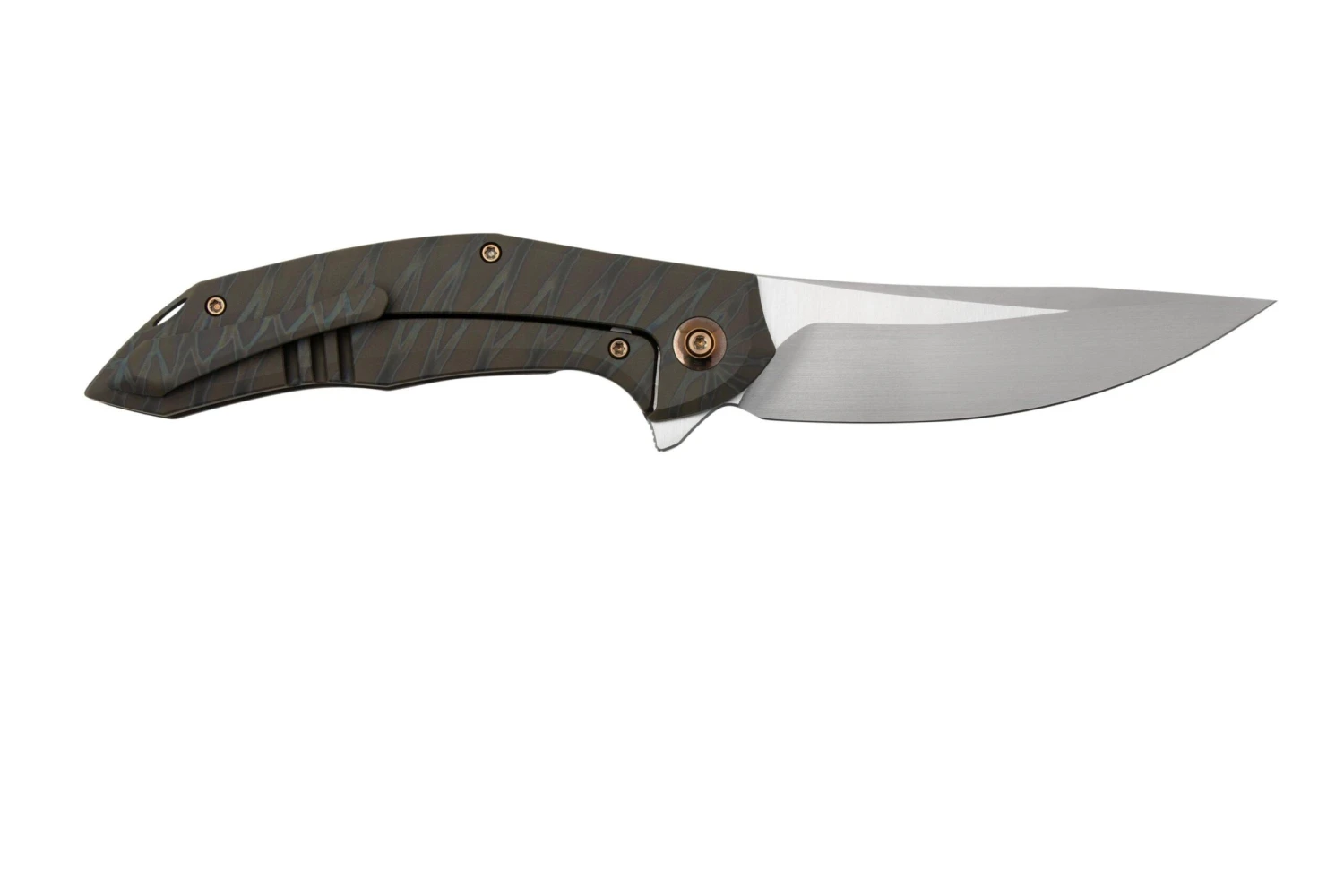 WE Knife Merata, WE22008A-3 Limited Edition, Tiger Stripe Flamed Titanium CPM 20CV Navaja 4 WE Knife Merata, WE22008A-3 Limited Edition, Tiger Stripe Flamed Titanium CPM 20CV Navaja - Imagen 2