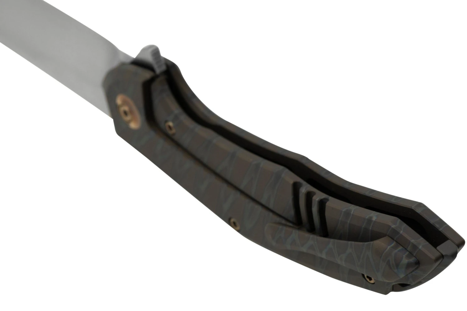 WE Knife Merata, WE22008A-3 Limited Edition, Tiger Stripe Flamed Titanium CPM 20CV Navaja 6 WE Knife Merata, WE22008A-3 Limited Edition, Tiger Stripe Flamed Titanium CPM 20CV Navaja - Imagen 4